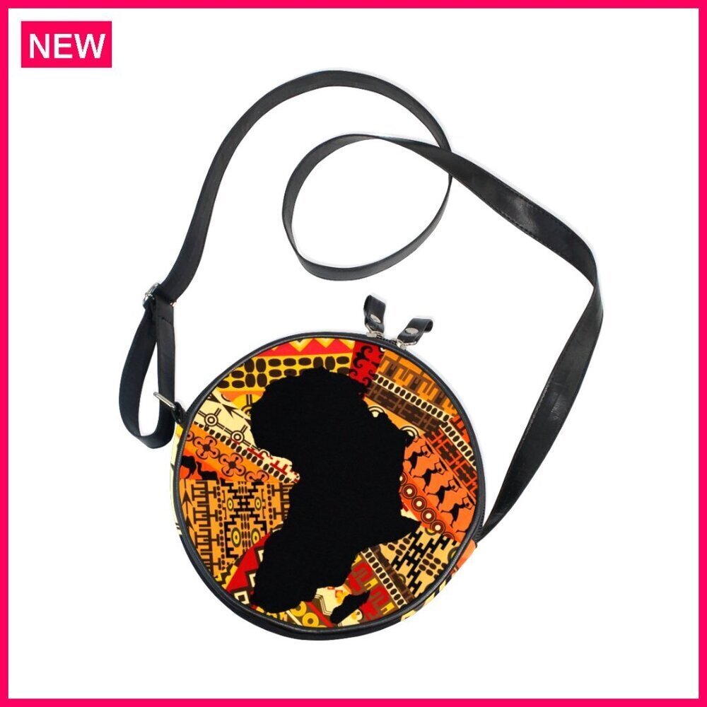 Round Canvas Crossbody Bag with Eiffel Tower Art Adjustable Strap